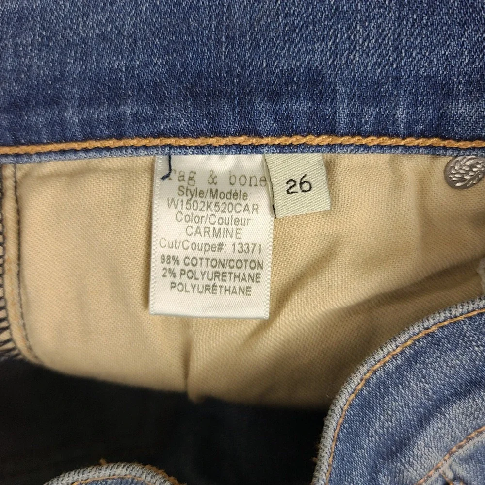 Rag  & Bone Jeans Womens 26x29 Skinny Carmine Dark Wash‎ Blue EC
